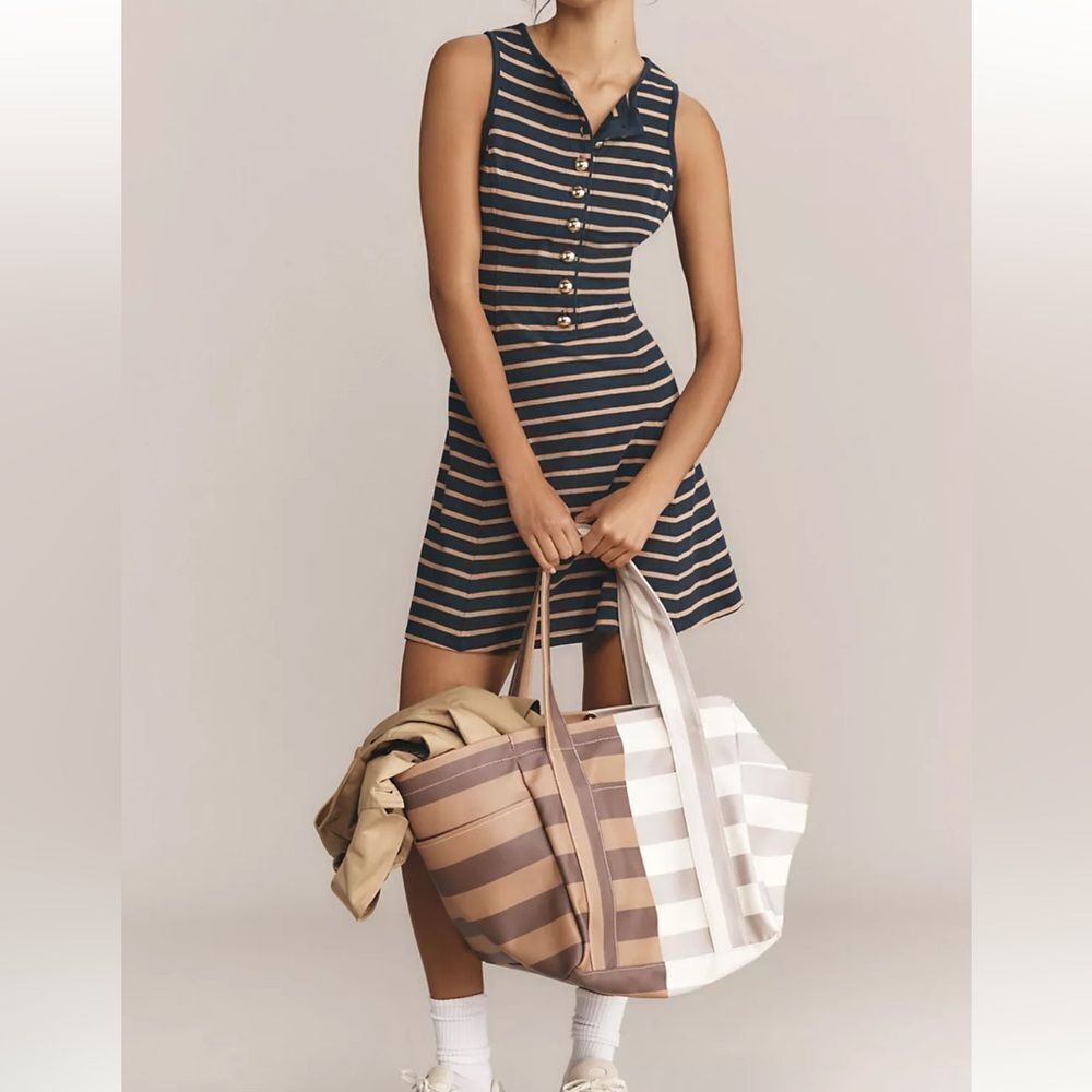 Nation LTD Navy and White Striped Mini Dress